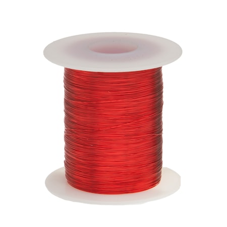 Magnet Wire, Heavy Build Enameled Copper Wire, 30 AWG, 8 Oz, 1566' Length, 0.0117 Diameter,Red